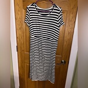 Navy and White Maternity Striped Dress